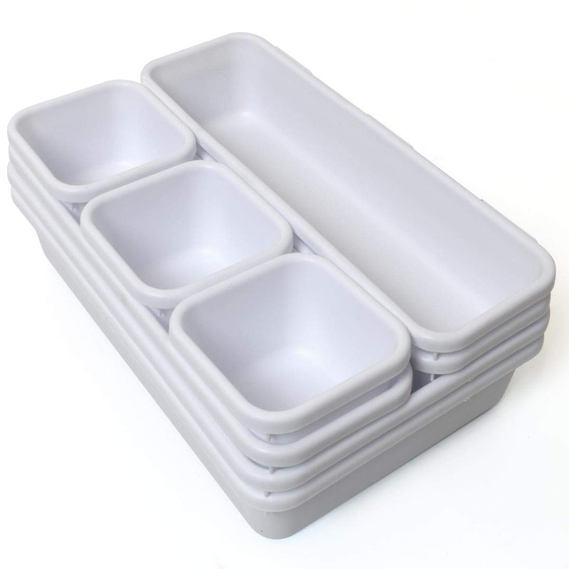 igadgitz home U7126 Plastik Schubladen Ordnungssystem, Schubladeneinsatz, Schubladen Organizer -Weiß