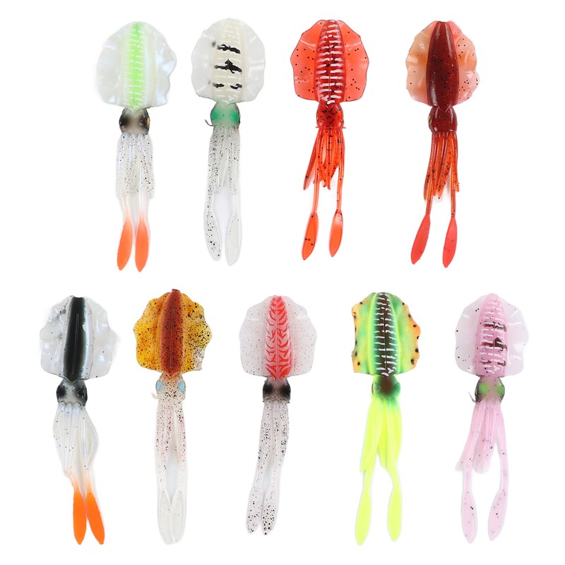 9Pcs Simulation Fishing Lures PVC Luminous Soft Fishing Baits for