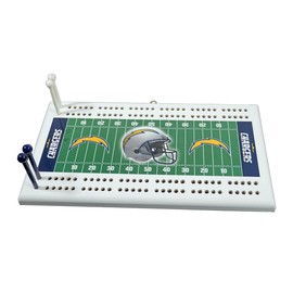 Los Angeles LA Football Chargers - Classic 2 Track Wooden Field Shaped Cribbage Board