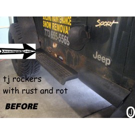 J & O Carts Parts TJ Diamond Plate Side Rocker Panel with Cut Out Set of 2, 5 3/4 Wide, Silver Aluminum, Rugged