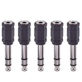 Nightwolf 5pcs 6.35mm 1/4 inch Male to 3.5mm 1/8 inch Female Stereo Audio Headphone Earphone Jack Adapter(Black)