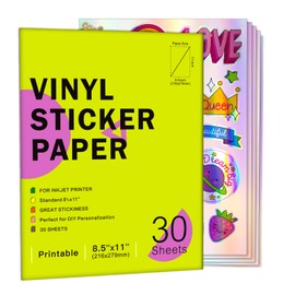 Ruibytree 30 Sheets 8.5x 11inch Holographic Vinyl Self-adhesive Label Paper Compatible with Inkjet Printers, Waterproof Labels,Fast Drying,Easy Peeling,Tear Resistant,Bright Colors