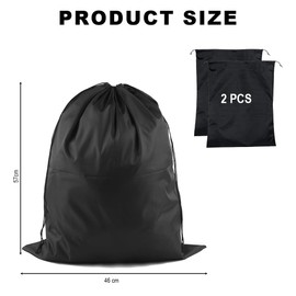 Bangbobi Set of 2 Waterproof Laundry Bags Travel, Large Foldable Laundry Bag with Drawstring for Dirty Laundry, Perfect for Dorm and Travel (Black)