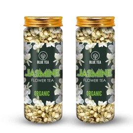 BLUE TEA - Jasmine Tea Loose Leaf - 2.10 Oz (Pack of 2) | DETOX TEA | Caffeine Free - Skin Nourishing - Flower Based - Herbal Tea - Vegan - Gluten Free - Natural Ingredients | Reusable Pet Jar Pack