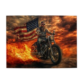 Vextrovia Puzzles for Adults 500 Pieces, Motorcycles and Flags in Flames, Vintage Classic Aesthetics, Americana Illustrations, Party Brainstorming, Party Games, Stress Relief, Delightful