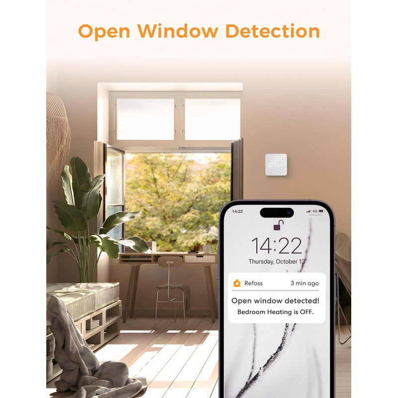 Refoss Smart Thermostat for Combi Boiler/Water Underfloor Heating, Glass Touch