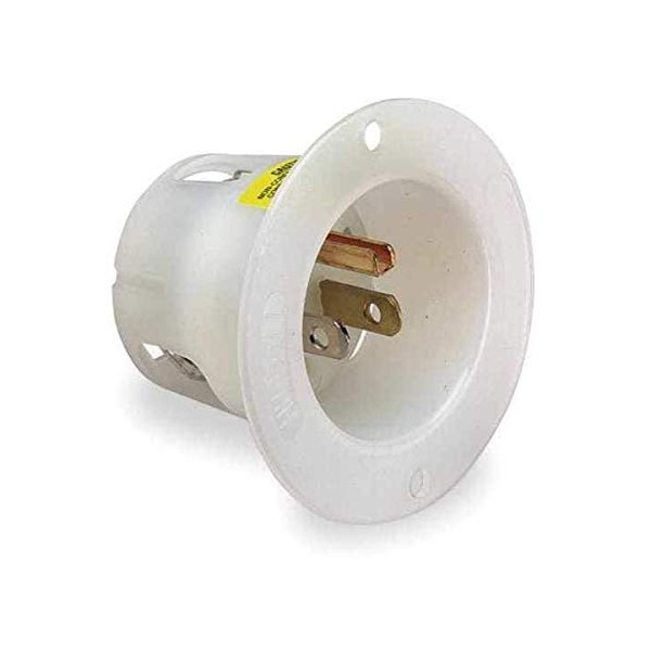15A Flanged Inlet Receptacle 125VAC 5-15P WH