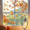 Fall Window Stickers, Maple Leaf Birds Double-Side Glass Decals，Anti-Collision Glass