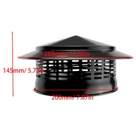 Ankuce Cone Top Chimney Cap, RoundChimney Cover Cap Outside Roof Fireplace Screen Cover Exterior Stove Pipe Topper (Black, 8in-1)