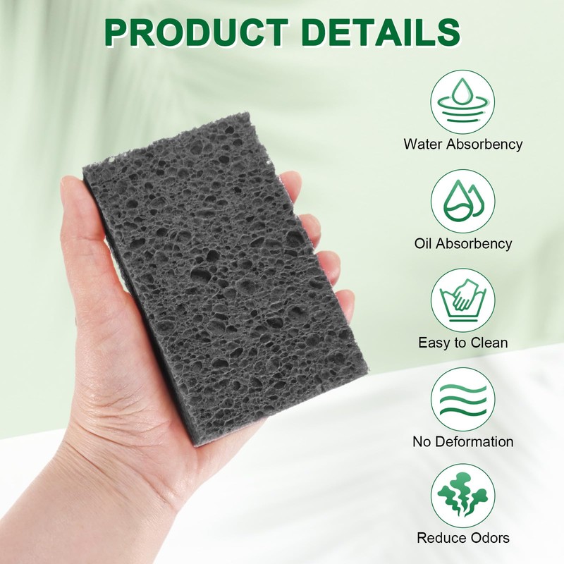 M METERXITY 6-Pack Kitchen Sponges, Condense Eco Cellulose Non-Scratch Scrub
