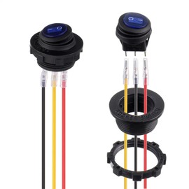 HUAREW Blue Round LED Rocker Switch Waterproof Enclosure 3 Pin 12V20A For/Car/Yacht/Home Appliance Retrofit (2 Pieces)