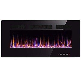 Xbeauty 30 inch Wall Mounted Recessed Electric Fireplace Insert, Flush Mount Linear Fireplace, Ultra-Thin Lightweight LED Fireplace Heater, Fit 2x4&2x6 Stud w/Touch Screen,Remote Control,1500W,Black