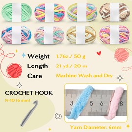 GQIRIL Chunky Yarn for Hand Knitting - 8 Pack Plush Yarn for Crocheting, Soft Bulky Polyester Chunky Blanket for Crochet Handcraft Blankets Hats Scarves Dolls Sweaters (21yds, 1.76 oz, Multicolor)