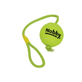 Nobby Tennis Ball with Throwing Loop, XL 10 cm, Rope 70 cm, Pack of 1