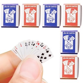 Ttarxug 6 Decks Mini Playing Cards, 1:12 Scale Mini Poker Set for Dollhouse Miniatures, Parties and Gifts Men Women Party Decoration Idea, Party Favor for Teens