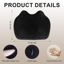 Vacilo Seat Cushion, Memory Foam Office Chair Cushions, Pressure Relief Pad Pillow for Long Sitting Laboratory, Car (Black)