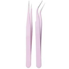 精密 ピンセット 2本セット ピンセット ステンレス製 DIY 手芸 ハンドメイド制作 つけまつ毛 プラモデル工具 つまみ細工 ハンドメイド制 (ピンク)