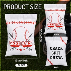 Whaline 24Pcs Baseball Seed Sack Bags for Team Baseball Canvas Seed Sack Pouch Coin Purse Original Gift Bag for Sunflower Seed Sports Lover Party Favors