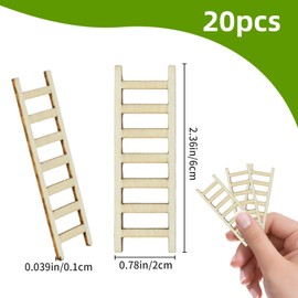20 Pcs Mini Garden Ladder,Small Wooden Ladder,Wooden Miniature Garden Furniture,Mini Toy Ladders Accessories for Landscape Dollhouse Ladd-er Decorations