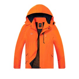 TEZO Mens Rain Jacket Waterproof with Hooded Hiking Coat Lightweight Windbreaker(SOOG L)