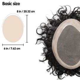 Zakya Hair System for Men Curly Real Human Hair 20mm Curly Mens Hair System 6 * 8in Hair System Replacement Toupee for Men