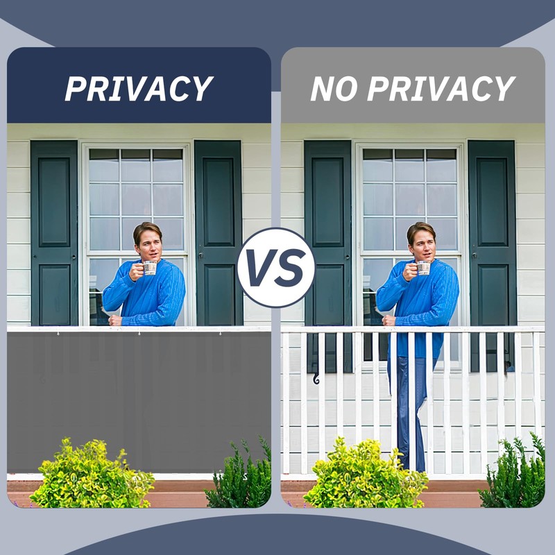 HENG FENG Balcony Privacy Screen 0.8x3m, 160g/㎡ PES Waterproof Fence