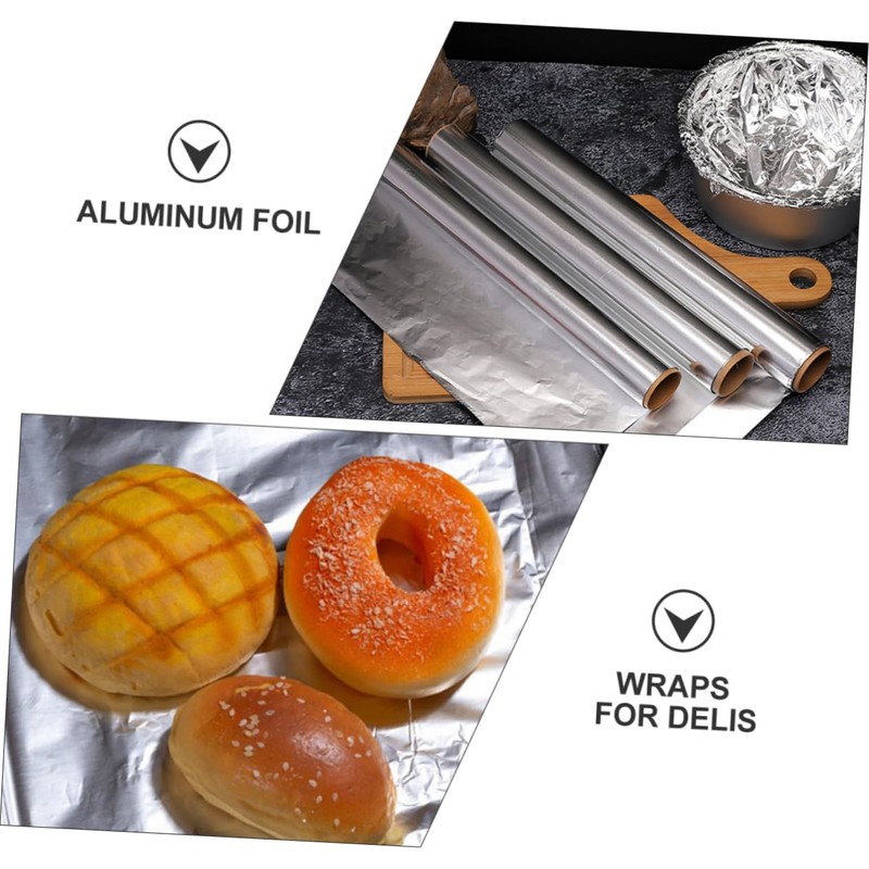 Mikinona 4Rolls High Temperature Aluminum Foil Double Sided for Baking
