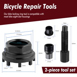 Riceel Fahrrad Tretlager Werkzeug, 8 Zähnen Verschlussring Kompatibel, Fahrrad Lockring Tool mit Shimano SRAM ISIS 8-Stufen-Innenlagerschalen