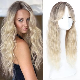 Ailsa 20'' Long Wavy Hair Toppers for Women with Thinning Hair 360° Full Cover Natural Fluffy Toppers Hair Pieces with Side Bangs Easy to Use