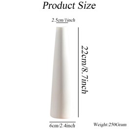 Ericotry 22CM / 8.7Inch Height Glass Flower Vase Desktop Minimalist White Ceramic Vase Home Office Decoration Unique Single Stem Vase for Home Wedding Christmas Decor