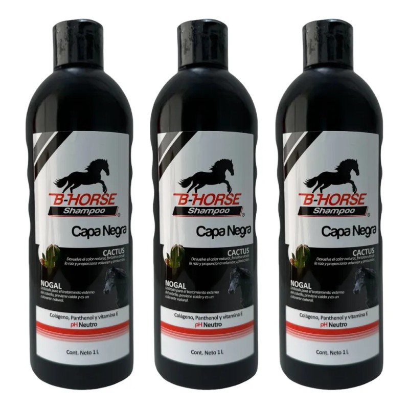 B-horse Shampoo Para Caballo Capa Negra 1l X 3