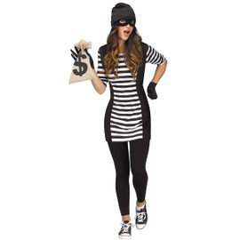 Fun World Women's Burglar Babe Adult Costume, Black, S/M Size 2-8