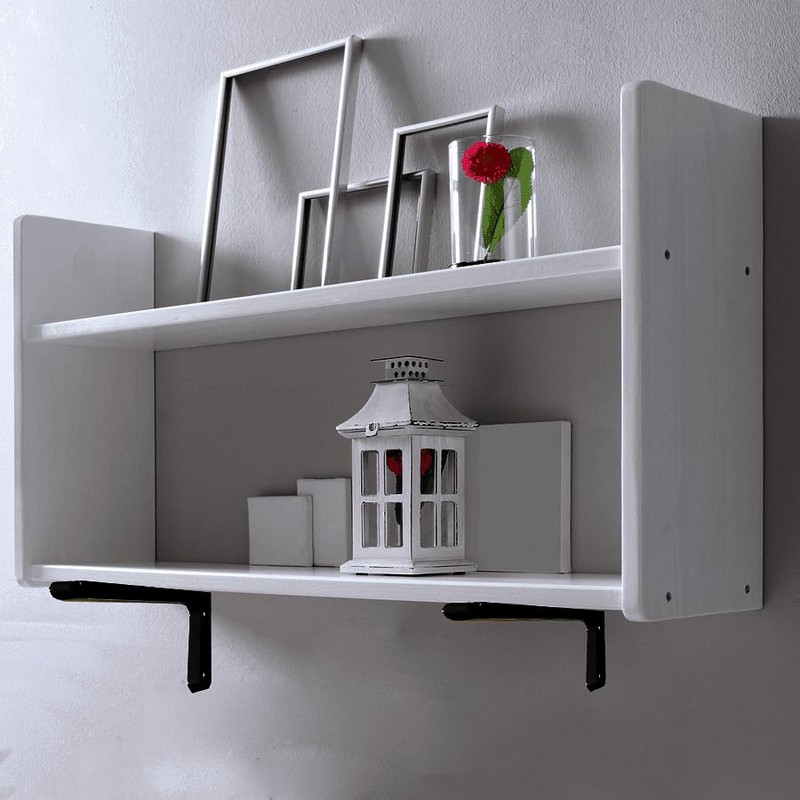 Pair of Coated Metal Shelf Brackets - Corner Brackets Wall