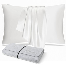 DISANGNI 100% Natural Mulberry Silk Pillow Case for Hair and Skin with Hidden Zipper, Both Sides 22 Momme Real Silk, 1 Piece, Standard Size 20 x 26 Inch, White