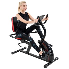 VANSWE Recumbent Exercise Bike for Seniors, Recumbent Bike for Home, Recumbent Stationary Bike 380LBS Weight Capacity with Smart App, LED Monitor, Heart Rate Handle, 16 Levels Resistance (Red)