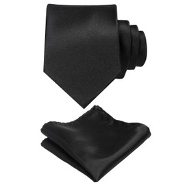 RBOCOTT Black Tie and Pocket Square Necktie Set for Men(1)