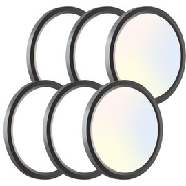 zemty 6Pack LED Ceiling Light Fixture 6.5 Inch, 12W 1200lm Ceiling Mount Light Fixtures, Adjustable 3000K 4000K 6500K, Round Flat Ceiling Lamp for Bathroom Closet Hallway Laundry (Black)