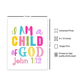 I Am A Child Of God Girls Room Decor - Religious Christian Wall Art - Little Girls Bedroom Decor - Toddler Girls Bedroom - Baby Girl Room - Girls Nursery Decor - Bible Verses Scripture Wall Decor