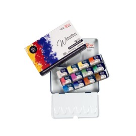 ROSA Gallery Monopigmented Professional Watercolor Paint Set, 12 Water Colors of 2.5 ml, High Lightfastness Paints Kit for Artists, Adult, Lightweight and Portable Metal Case