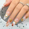 Sethexy Long Stiletto Round False Nails Brown Acrylic Handmade Press