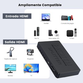 LENGSIDA HDMI Switch Mini Splitter/Convertidor 1x4, Ultra HD 4K x 2K, 1 Entrada 4 Salidas, Amplificador Switcher Hub, Soporte 3D 1080p,Incluye Cable HDMI 4K