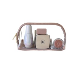 clear makeup bag,leather makeup case,travel toiletry bag,portable cosmetic bag,transparent waterproof cosmetic organizer storage bag (Pink, Large)