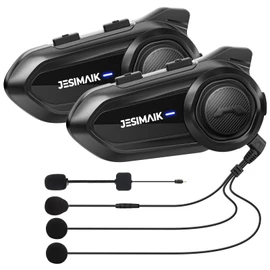 JESIMAIK R18 Lite Motorcycle Incom, 2 People Simultaneous Calling, 6 Connections, FM Radio, Music Sharing, 4 Music Effects, 30H Continuous Use, Comfortable Speakers in Your Ears, HIFI Sound Quality
