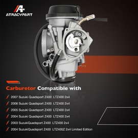 Carburetor Compatible with 2003-2007 Suzuki LTZ400 LTZ 400 Quadsport ATV Carb 2004 2005 2006 (Includes Fuel Valve Petcock)