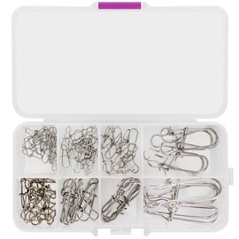 ANCLLO 100 Pieces Fishing Duo Lock Snap Fasteners Strong Beautiful Snap Swivel Stainless Steel Bait Hook Freshwater Saltwater Connector