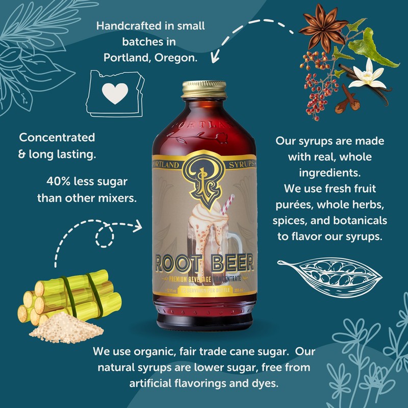 Portland Syrups Genuine Root Beer Syrup - Premium Beverage Concentrate