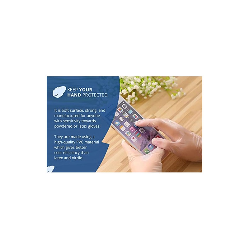 1ABOVE 100 Clear Vinyl Disposable Gloves | Latex | Powder
