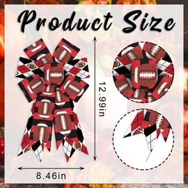 2PCS American Football Wreath Bows Football Bows for Wreath Red Black Strips American Football Burlap Decor Bows Sports Fabric Ribbon Bows for Super Bowl Indoor Outdoor Wreath Decoration Supplies