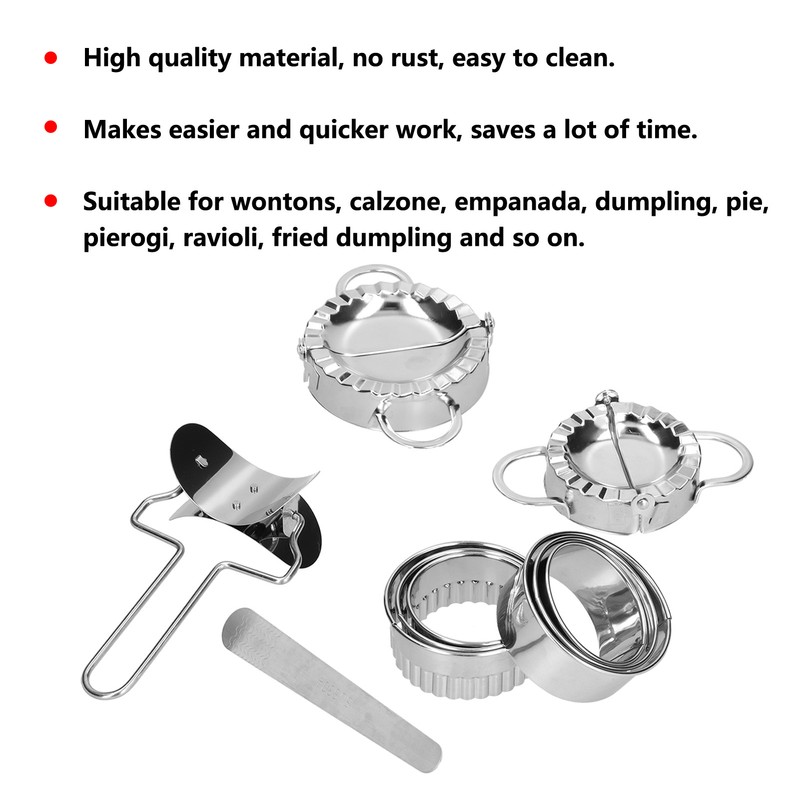 10PCS Stainless Steel Dumpling Maker Dumpling Mold Set and Cutter