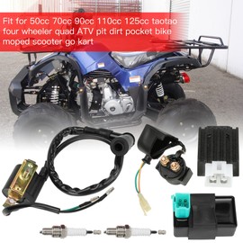 GREHUA Ignition Coil Starter Solenoid Voltage Regulator CDI Compatible with Tao tao Coolster 125cc 110cc 90cc Kazuma Baja Chinese ATV Quad 4 Wheeler SSR Lifan CRF70 4 Stroke Go Kart Dirt Bike Parts